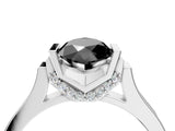 Platinum Fancy Black Marquise Cut Brilliant Solitaire Diamond Ring with Channel Set Band and Bar Prong Setting_58