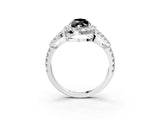Platinum Fancy Black Marquise Cut Cut Diamond Halo Engagement Ring with Open Split Pavé Band_9