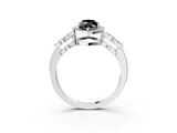 Platinum Fancy Black Marquise Cut Cut Halo Diamond Infinity Band with Four-Prong Setting_15