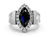 Platinum Fancy Black Marquise Cut Cut Halo Split Shank Prong Set Ring_36