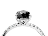 Platinum Fancy Black Marquise Cut Diamond Brilliant Solitaire Ring with Pavé Band and Four-Prong Setting_40