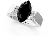 Platinum Fancy Black Marquise Cut Diamond Channel Set Solitaire Ring with Four-Prong Setting_24