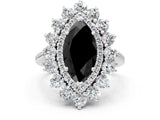 Platinum Fancy Black Marquise Cut Diamond Floral Double Halo Engagement Ring with Prong Setting_36