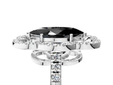 Platinum Fancy Black Marquise Cut Diamond Floral Halo Split Shank Prong Setting Ring_11