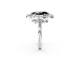 Platinum Fancy Black Marquise Cut Diamond Floral Halo Split Shank Prong Setting Ring_8