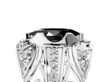 Platinum Fancy Black Marquise Cut Diamond Pave Art Deco Split Shank Ring with Four-Prong Setting_11