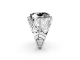 Platinum Fancy Black Marquise Cut Diamond Pave Art Deco Split Shank Ring with Four-Prong Setting_8