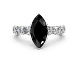 Platinum Fancy Black Marquise Cut Diamond Side Stone Engagement Ring with Four-Prong Setting_24