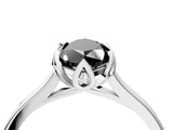 Platinum Fancy Black Marquise Cut Diamond Solitaire Ring with Flower Prong Setting and Classic Band_4