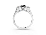 Platinum Fancy Black Marquise Cut Diamond Three-Stone Engagement Ring with Prong Setting and Pavé Band_15