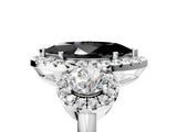 Platinum Fancy Black Marquise Cut Diamond Three-Stone Halo Ring with Prong Setting and Pavé Accents_17