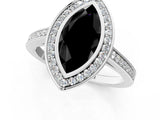 Platinum Fancy Black Marquise Cut Halo Bezel Diamond Pave Band Ring_13