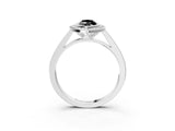 Platinum Fancy Black Marquise Cut Halo Bezel Diamond Pave Band Ring_15