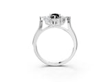 Platinum Fancy Black Marquise Cut Halo Diamond Cluster Ring with Marquise and Round Stones on a White Gold Band with Prong Setting_3