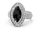 Platinum Fancy Black Marquise Cut Halo Diamond Engagement Ring with Pave Split Shank and Four-Prong Setting_6