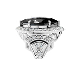 Platinum Fancy Black Marquise Cut Halo Diamond Split Shank Engagement Ring with Four-Prong Setting_11