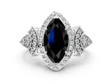 Platinum Fancy Black Marquise Cut Halo Diamond Split Shank Engagement Ring with Four-Prong Setting_6