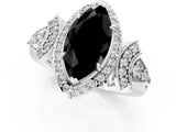 Platinum Fancy Black Marquise Cut Halo Diamond Split Shank Engagement Ring with Four-Prong Setting_7