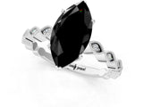 Platinum Fancy Black Marquise Cut Solitaire Diamond Ring with Infinity Twist Band and Four-Prong Setting_37