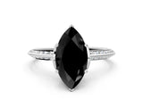 Platinum Fancy Black Marquise Cut Solitaire Split Shank Pave Diamond Engagement Ring with Four-Prong Setting_12