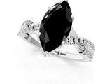 Platinum Fancy Black Marquise Cut Solitaire Twist Pave Diamond Engagement Ring with Prong Setting_56