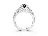 Platinum Fancy Black Oval Cut Brilliant Diamond Pavé Band with Six-Prong Setting_27