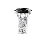 Platinum Fancy Black Oval Cut Brilliant Diamond Pavé Band with Six-Prong Setting_29