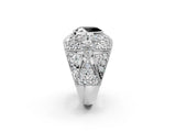 Platinum Fancy Black Oval Cut Brilliant Halo Pave Diamond Milgrain Ring_8