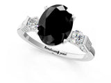 Platinum Fancy Black Oval Cut Brilliant Three-Stone Pave Band with Four-Prong Setting_19