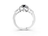 Platinum Fancy Black Oval Cut Cut Halo Diamond Infinity Band with Four-Prong Setting_15