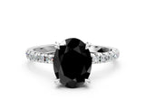 Platinum Fancy Black Oval Cut Diamond Brilliant Solitaire Ring with Pavé Band and Four-Prong Setting_36