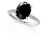 Platinum Fancy Black Oval Cut Diamond Brilliant Solitaire Ring with Pavé Band and Four-Prong Setting_37