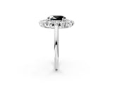 Platinum Fancy Black Oval Cut Diamond Floral Double Halo Engagement Ring with Prong Setting_33