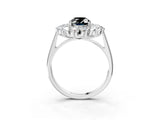 Platinum Fancy Black Oval Cut Diamond Floral Double Halo Engagement Ring with Prong Setting_34