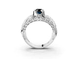 Platinum Fancy Black Oval Cut Diamond Pave Art Deco Split Shank Ring with Four-Prong Setting_15