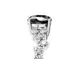 Platinum Fancy Black Oval Cut Diamond Scattered Round Accent Ring with Prong Setting_5