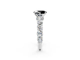 Platinum Fancy Black Oval Cut Diamond Side Stone Engagement Ring with Four-Prong Setting_2