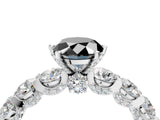 Platinum Fancy Black Oval Cut Diamond Side Stone Engagement Ring with Four-Prong Setting_4