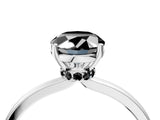 Platinum Fancy Black Oval Cut Diamond Solitaire Ring with Classic Band and Four-Prong Setting_16