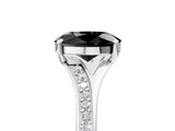 Platinum Fancy Black Oval Cut Diamond Solitaire Ring with Pavé Band and Prong Setting_17