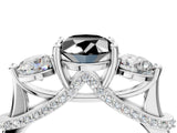 Platinum Fancy Black Oval Cut Diamond Three-Stone Ring with Prong Setting and Pavé Band_10