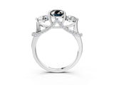 Platinum Fancy Black Oval Cut Diamond Three-Stone Ring with Prong Setting and Pavé Band_9