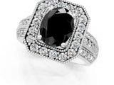 Platinum Fancy Black Oval Cut Halo Diamond Engagement Ring with Pave Split Shank and Four-Prong Setting_37
