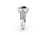 Platinum Fancy Black Oval Cut Halo Diamond Engagement Ring with Pave Split Shank and Four-Prong Setting_38