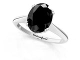 Platinum Fancy Black Oval Cut Solitaire Diamond Ring with Six-Prong Setting and Classic Band_20