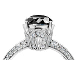 Platinum Fancy Black Oval Cut Solitaire Split Shank Pave Diamond Engagement Ring with Four-Prong Setting_10