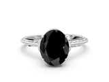 Platinum Fancy Black Oval Cut Solitaire Split Shank Pave Diamond Engagement Ring with Four-Prong Setting_6