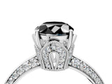 Platinum Fancy Black Oval Cut Solitaire Split Shank Pave Diamond Engagement Ring with Four-Prong Setting_64