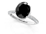 Platinum Fancy Black Oval Cut Solitaire Split Shank Pave Diamond Engagement Ring with Four-Prong Setting_7