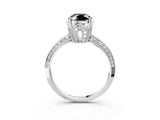 Platinum Fancy Black Oval Cut Solitaire Split Shank Pave Diamond Engagement Ring with Four-Prong Setting_9